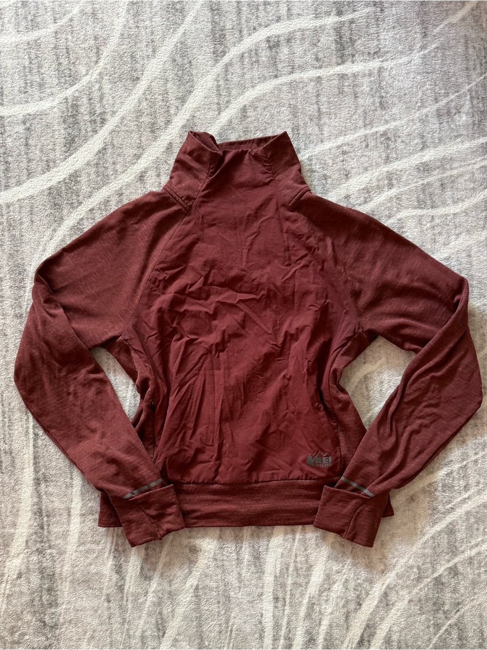 REI thermal burgundy pullover sweater